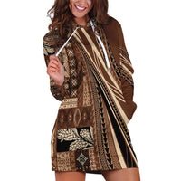 Pasifika Women's Day - Samoa Siapo Malu Tattoo Inspired Hoodie Dress Brown LT7 Brown - Polynesian Pride
