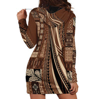 Pasifika Women's Day - Samoa Siapo Malu Tattoo Inspired Hoodie Dress Brown LT7 - Polynesian Pride
