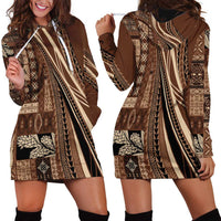 Pasifika Women's Day - Samoa Siapo Malu Tattoo Inspired Hoodie Dress Brown LT7 - Polynesian Pride