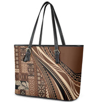 Pasifika Women's Day - Samoa Siapo Malu Tattoo Inspired Leather Tote Bag Brown LT7 - Polynesian Pride