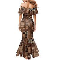 Pasifika Women's Day - Samoa Siapo Malu Tattoo Inspired Mermaid Dress Brown
