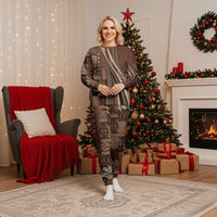Pasifika Women's Day - Samoa Siapo Malu Tattoo Inspired Pajama Set Brown LT7 Women Brown - Polynesian Pride