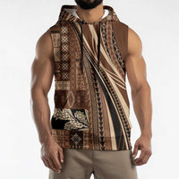 Pasifika Women's Day - Samoa Siapo Malu Tattoo Inspired Sleeveless Hoodie Brown LT7 - Polynesian Pride