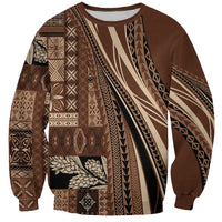 Pasifika Women's Day - Samoa Siapo Malu Tattoo Inspired Sweatshirt Brown LT7 Unisex Brown - Polynesian Pride