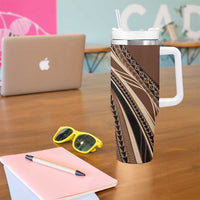 Pasifika Women's Day - Samoa Siapo Malu Tattoo Inspired Tumbler With Handle Brown LT7 - Polynesian Pride