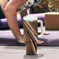 Pasifika Women's Day - Samoa Siapo Malu Tattoo Inspired Tumbler With Handle Brown LT7 - Polynesian Pride