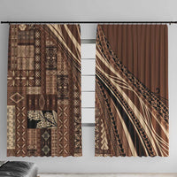 Pasifika Women's Day - Samoa Siapo Malu Tattoo Inspired Window Curtain Brown LT7 With Hooks Brown - Polynesian Pride