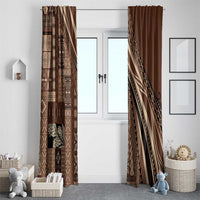 Pasifika Women's Day - Samoa Siapo Malu Tattoo Inspired Window Curtain Brown LT7 - Polynesian Pride