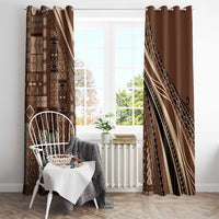 Pasifika Women's Day - Samoa Siapo Malu Tattoo Inspired Window Curtain Brown LT7 - Polynesian Pride