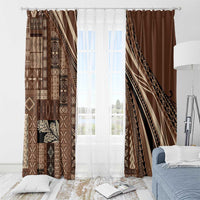 Pasifika Women's Day - Samoa Siapo Malu Tattoo Inspired Window Curtain Brown LT7 - Polynesian Pride