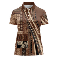 Pasifika Women's Day - Samoa Siapo Malu Tattoo Inspired Women Polo Shirt Brown LT7 Female Brown - Polynesian Pride