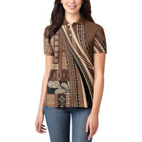 Pasifika Women's Day - Samoa Siapo Malu Tattoo Inspired Women Polo Shirt Brown LT7 - Polynesian Pride