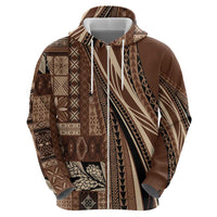 Pasifika Women's Day - Samoa Siapo Malu Tattoo Inspired Zip Hoodie Brown LT7 - Polynesian Pride