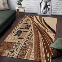 Pasifika Women's Day - Samoa Siapo Malu Tattoo Inspired Area Rug Beige LT7 Beige - Polynesian Pride