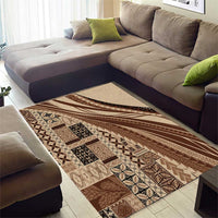Pasifika Women's Day - Samoa Siapo Malu Tattoo Inspired Area Rug Beige LT7 - Polynesian Pride