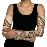 Pasifika Women's Day - Samoa Siapo Malu Tattoo Inspired Arm Sleeves Beige LT7 - Polynesian Pride