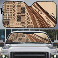 Pasifika Women's Day - Samoa Siapo Malu Tattoo Inspired Auto Sun Shade Beige LT7 Beige - Polynesian Pride