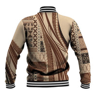 Pasifika Women's Day - Samoa Siapo Malu Tattoo Inspired Baseball Jacket Beige LT7 - Polynesian Pride