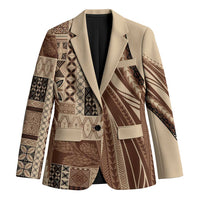 Pasifika Women's Day - Samoa Siapo Malu Tattoo Inspired Blazer Beige LT7 Unisex Beige - Polynesian Pride