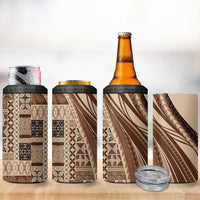 Pasifika Women's Day - Samoa Siapo Malu Tattoo Inspired 4 in 1 Can Cooler Tumbler Beige LT7 - Polynesian Pride