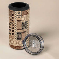 Pasifika Women's Day - Samoa Siapo Malu Tattoo Inspired 4 in 1 Can Cooler Tumbler Beige LT7 - Polynesian Pride