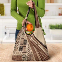 Pasifika Women's Day - Samoa Siapo Malu Tattoo Inspired Grocery Bag Beige LT7 - Polynesian Pride