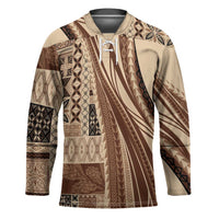 Pasifika Women's Day - Samoa Siapo Malu Tattoo Inspired Hockey Jersey Beige LT7 Unisex Beige - Polynesian Pride