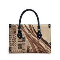 Pasifika Women's Day - Samoa Siapo Malu Tattoo Inspired Leather Bag Beige LT7 - Polynesian Pride