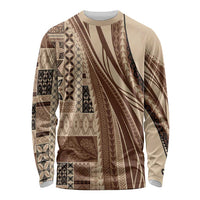 Pasifika Women's Day - Samoa Siapo Malu Tattoo Inspired Long Sleeve Shirt Beige LT7 Unisex Beige - Polynesian Pride