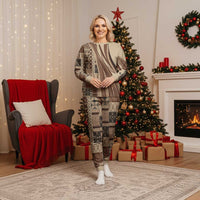 Pasifika Women's Day - Samoa Siapo Malu Tattoo Inspired Pajama Set Beige LT7 Women Beige - Polynesian Pride