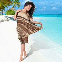 Pasifika Women's Day - Samoa Siapo Malu Tattoo Inspired Sarong Beige LT7 - Polynesian Pride