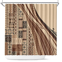 Pasifika Women's Day - Samoa Siapo Malu Tattoo Inspired Shower Curtain Beige LT7 Beige - Polynesian Pride