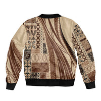 Pasifika Women's Day - Samoa Siapo Malu Tattoo Inspired Sleeve Zip Bomber Jacket Beige LT7 - Polynesian Pride