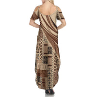 Pasifika Women's Day - Samoa Siapo Malu Tattoo Inspired Summer Maxi Dress Beige LT7 - Polynesian Pride