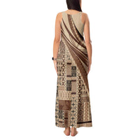 Pasifika Women's Day - Samoa Siapo Malu Tattoo Inspired Tank Maxi Dress Beige LT7 - Polynesian Pride