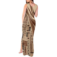 Pasifika Women's Day - Samoa Siapo Malu Tattoo Inspired Tank Maxi Dress Beige LT7 - Polynesian Pride