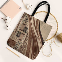 Pasifika Women's Day - Samoa Siapo Malu Tattoo Inspired Tote Bag Beige LT7 Black Strap One Size Beige - Polynesian Pride