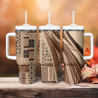 Pasifika Women's Day - Samoa Siapo Malu Tattoo Inspired Tumbler With Handle Beige LT7 - Polynesian Pride