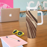 Pasifika Women's Day - Samoa Siapo Malu Tattoo Inspired Tumbler With Handle Beige LT7 - Polynesian Pride