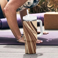 Pasifika Women's Day - Samoa Siapo Malu Tattoo Inspired Tumbler With Handle Beige LT7 - Polynesian Pride