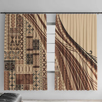 Pasifika Women's Day - Samoa Siapo Malu Tattoo Inspired Window Curtain Beige LT7 With Hooks Beige - Polynesian Pride