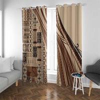 Pasifika Women's Day - Samoa Siapo Malu Tattoo Inspired Window Curtain Beige LT7 With Grommets Beige - Polynesian Pride