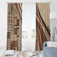 Pasifika Women's Day - Samoa Siapo Malu Tattoo Inspired Window Curtain Beige LT7 - Polynesian Pride