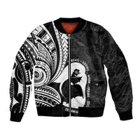 Mother's Day Bomber Jacket Polynesia Vintage Hibiscus - Black LT7 Unisex Black - Polynesian Pride