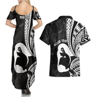 Mother's Day Couples Matching Summer Maxi Dress and Hawaiian Shirt Polynesia Vintage Hibiscus - Black LT7 - Polynesian Pride
