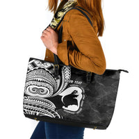 Mother's Day Leather Tote Bag Polynesia Vintage Hibiscus - Black LT7 Black - Polynesian Pride