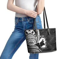 Mother's Day Leather Tote Bag Polynesia Vintage Hibiscus - Black LT7 - Polynesian Pride