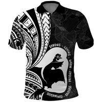 Mother's Day Polo Shirt Polynesia Vintage Hibiscus - Black LT7 Black - Polynesian Pride
