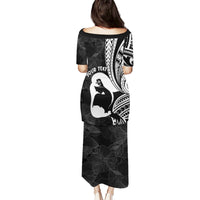 Mother's Day Puletasi Polynesia Vintage Hibiscus - Black LT7 - Polynesian Pride