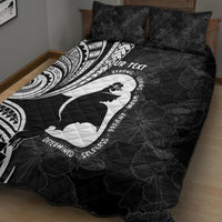 Mother's Day Quilt Bed Set Polynesia Vintage Hibiscus - Black LT7 - Polynesian Pride